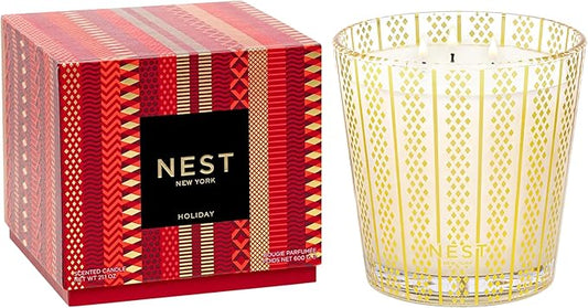 NEST New York Scented 3-Wick Candle, Holiday - 21.2 oz - Up to 100-Hour Burn Time - Reusable Glass Vessel - Bloomnest