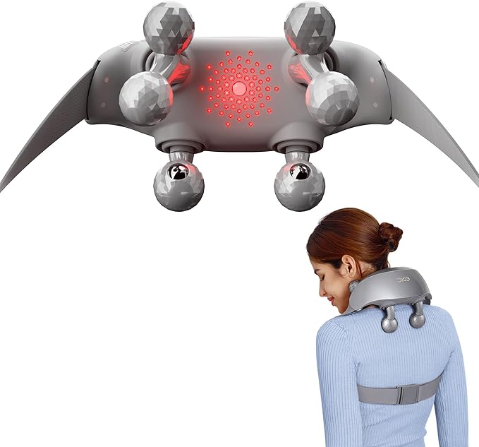 SKG Neck Massager for Pain Relief Deep Tissue Shiatsu Neck and Shoulder Cordless Massger with Heat Gifts for Men and Women Dad Mom Grandpa H7 Ultra Grey