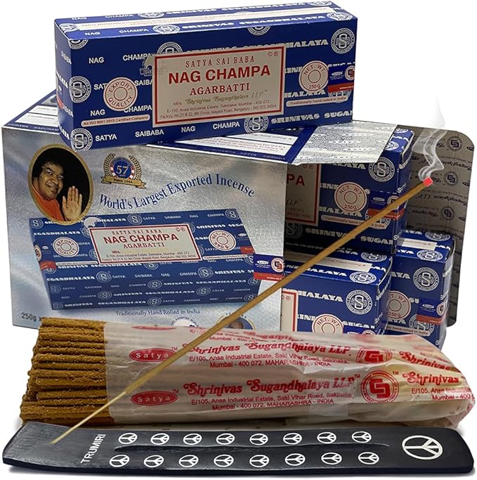 Nag Champa Incense Sticks 250g x 4 and Incense Stick Holder Bundle Insence Insense Satya Incense - Bloomnest