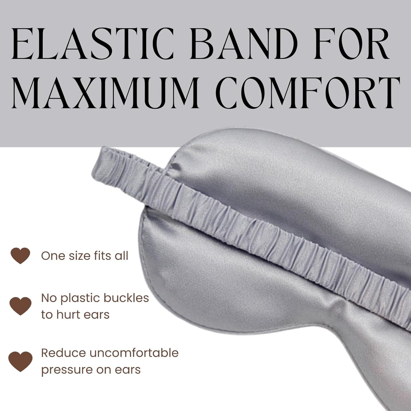 Silk Satin Sleeping Eye Mask, Silvergrey Sleep Eye Mask Night Blindfold for Women and Men, Soft Breathable Blackout Eyeshade Eye Cover for Travel, Wedding Bridesmaid Gift