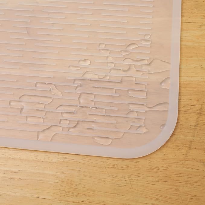 Silicone Dish Drying Mat for Multiple Usage,Easy clean,Eco-friendly,Heat-resistant Silicone Mat for Kitchen Counter or Sink,Refrigerator or Drawer Liner Translucent XL 18 inches x 16 inches - Bloomnest