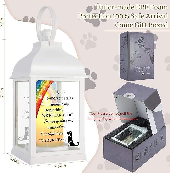 Dog Memorial Gifts with Remote - Sympathy Bereavement Gifts for Loss of Dog, Rainbow Bridge Memorial Lantern for Grieving Pet Owner - Bloomnest