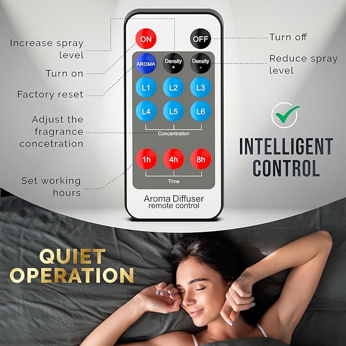 Luxury Essential Oil Diffuser – Waterless Oil Diffuser for Essential Oils - Scent Diffuser for Home & Hotel - Covers up to 1000 sq. ft. with Bluetooth App Control (Black)