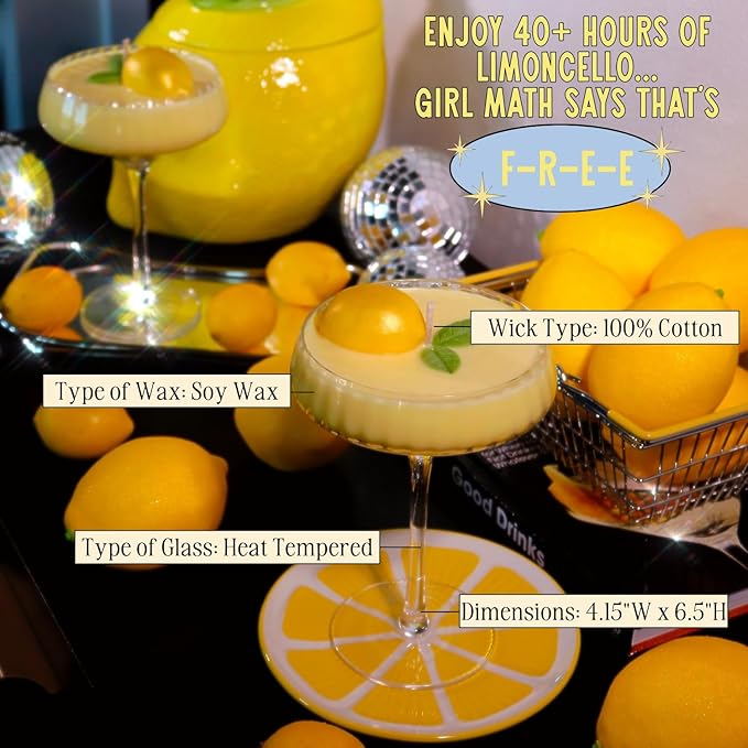 Limoncello Citrus Candle, 40+ Hour Long-Lasting Burn Handcrafted Decorative Candles for Home Scented, Non Toxic All-Natural Soy Wax Lemon Candle, Bar Cart Accessories & Decor - Bloomnest