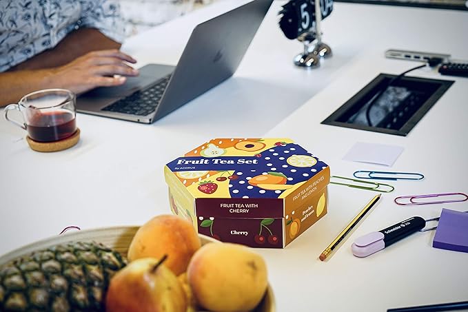ACORUS Fruit Luxury Tea Set - Assorted Fruit and Herbal Teas Box, Tea Gift Set for Women and Tea Lovers, Large Variety Pack, 6 Flavor Sampler, 60 Bags - Bloomnest