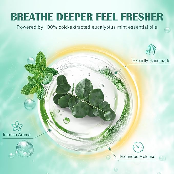 Eucalyptus Mint Shower Steamers 18 Pack - Eucalyptus for Shower, Valentines Day Gifts for Him & Her, Natural Essential Oil Bombs for Home Spa & Self Care Relaxation, Includes Easy Opener