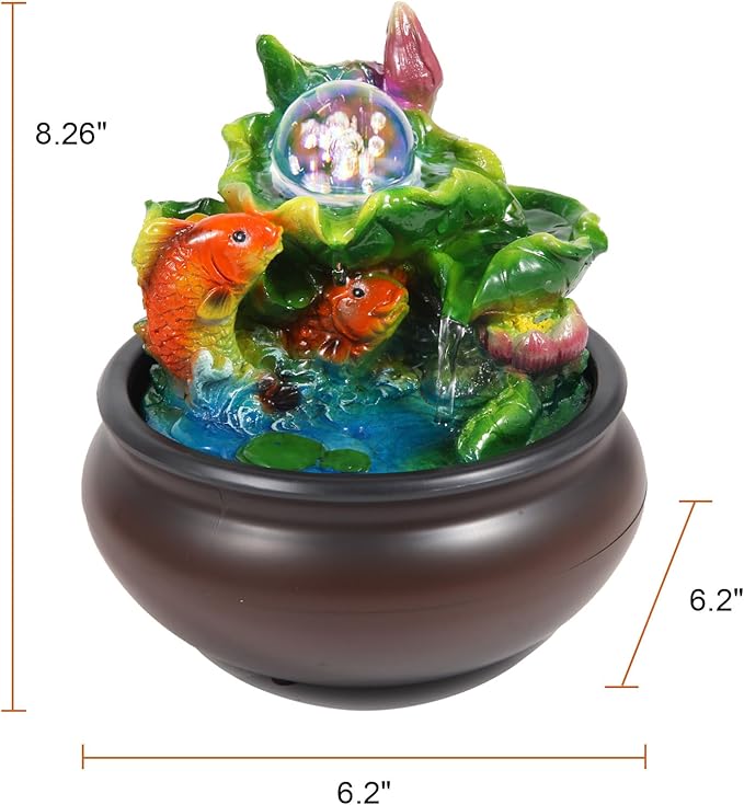 Fish Indoor Relaxation Desktop Fountains Humidifying Tabletop Water Fountain Indoor Office Decorations Waterfall Fountain for Office Living Room - Bloomnest