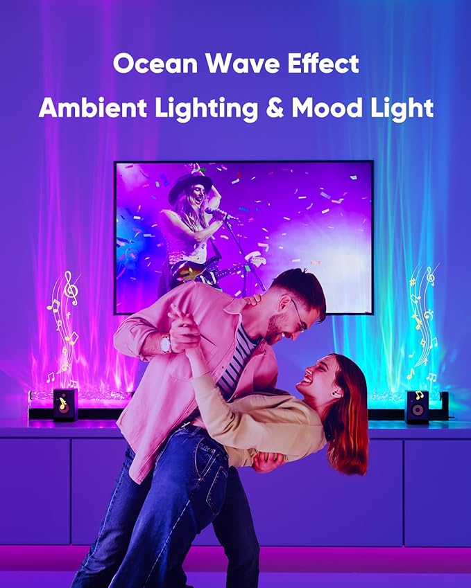 Ocean Wave Lamp RGB LED Light Bar for Bedroom, Cool Ambient Lighting Mood Lighting, Wall Lights for Living Room, Gaming Room Decor, Remote Control (Battery Not Included) - Bloomnest