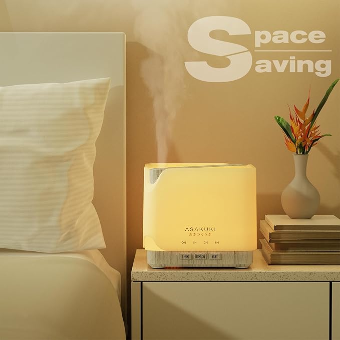 ASAKUKI 700 ml Premium Essential Oil Diffuser, 5 in 1 Ultrasonic Aromatherapy Fragrant Oil Vaporizer Humidifier, Timer and Auto-Off Safety Switch, 7 LED Light Colors - Bloomnest