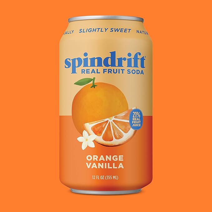 Spindrift "Orange Cream Float" Orange Vanilla Soda Made with Real Squeezed Fruit 12 Pack Case - Bloomnest