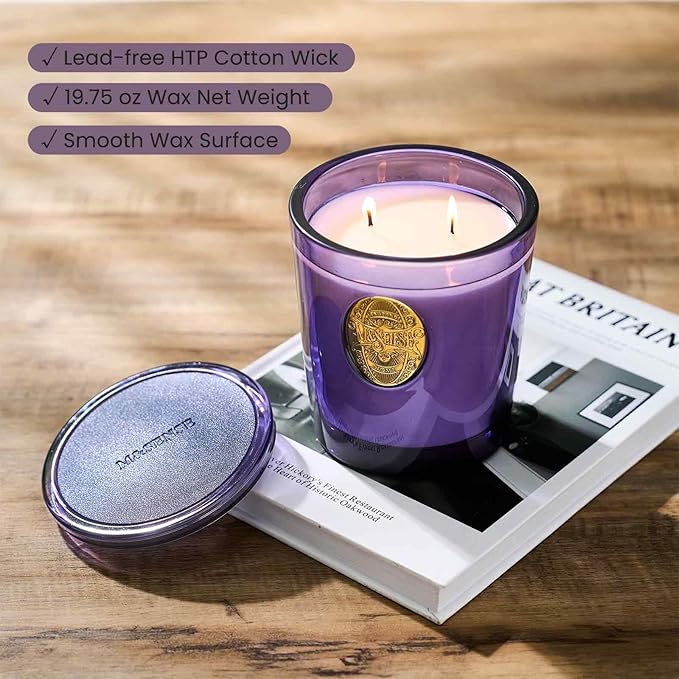 M&SENSE Large Two-Wick Soy Candle | Lavender Citrus & Purple | 19.8 oz, 120H Burn Time | Luxury Scented Candle for Relaxation, Gifting, Home Décor | Ideal for Bedroom, Office, Party Ambiance - Bloomnest