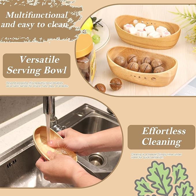 Wooden Herb Stripper Bowl Handmade Herb Stripper Tool with 5 Different Hole Sizes Efficient Herb Peeling Cup Herb Leaf Peeler for Separating Leaves Kale Broccoli Thyme Basil Rosemary - Bloomnest