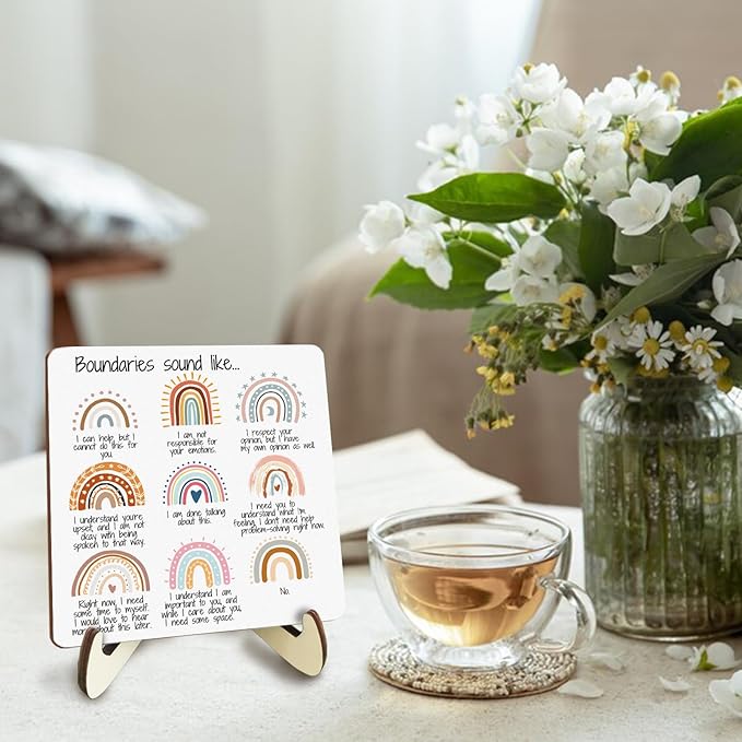 Motivational Mental Health Office Decor Rustic Desk Decor Therapy Office School Counselor CBT DBT School Psychology Therapist Counseling Wood Sign for Coworker Home Rainbow Plaque with Wood Stand - Bloomnest