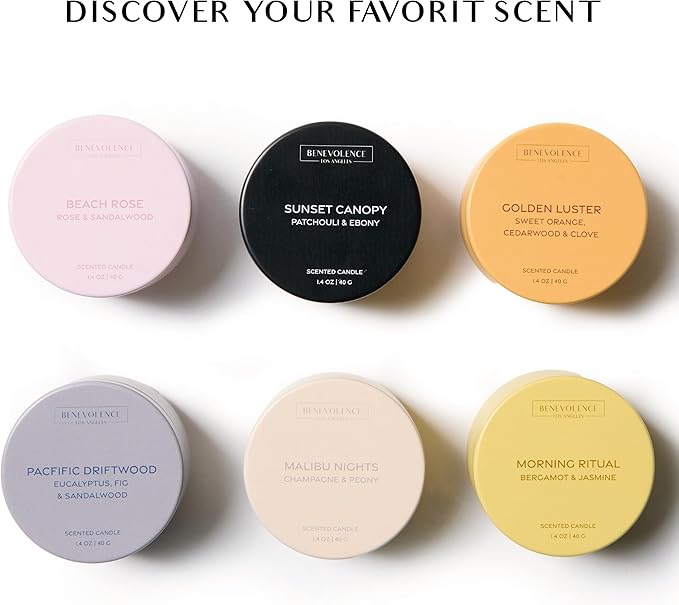 Benevolence LA Candle Gift Set – 6 Fall Scented Candles (1.4 oz) | Aromatherapy Candles with Orange, Eucalyptus, Rose & Jasmine | Cozy Seasonal Gift - Bloomnest