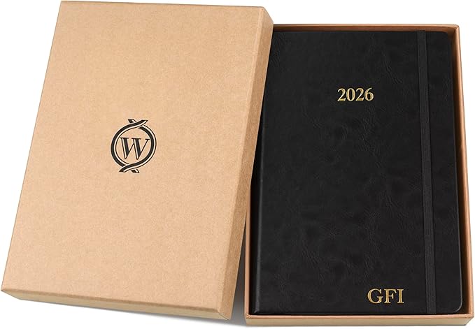 Wykeham's Executive 2026 Daily Journal Planner – US Public Holidays & Format – Customization Available (Personalized Black, 8.5"×5.5") - Bloomnest