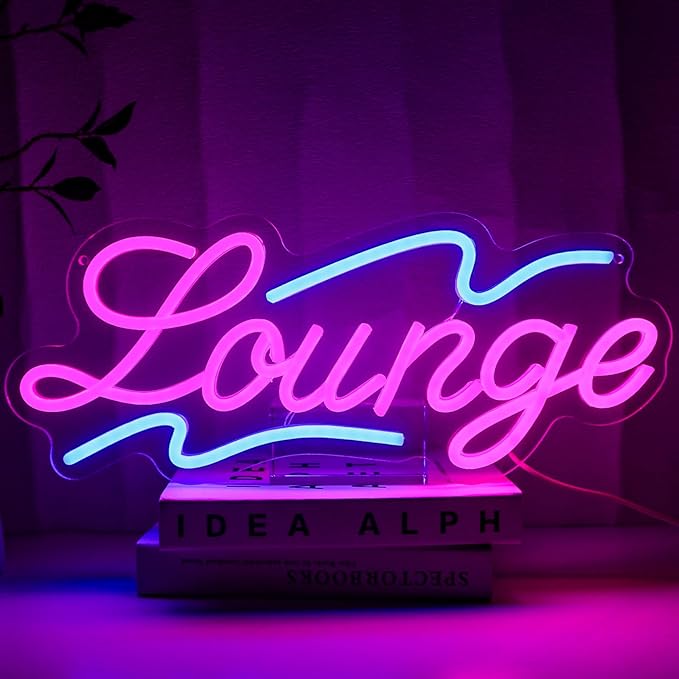Lounge Neon Sign for Wall Decor, 16.54" x 6.69" Rest Led Signs for Room, USB Dimmable Neon Lights for Lounge Room Bar Hotel Cafe Nightclub VIP Room Man Cave Home Bedroom Decoration - Bloomnest