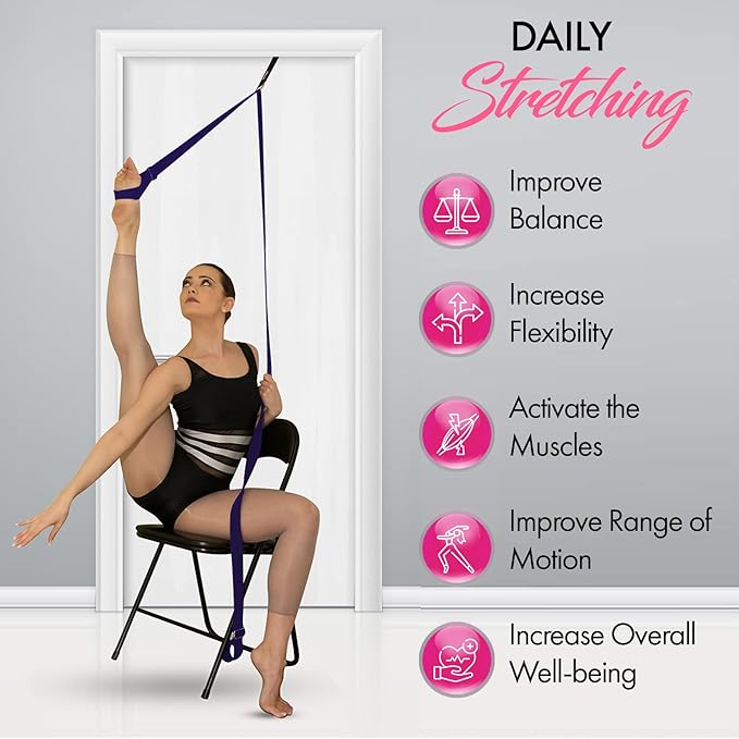 Stretching Strap With Door Anchor - Stretching Equipment to Improve Legs Flexibility - Splits Trainer For Home Ideal In Ballet, Dance, Cheerleading, Taekwondo, Yoga, Pole Dancing & Gymnastics - Bloomnest