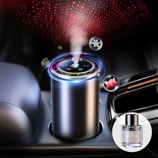 Smart Car Air Freshener - Car Diffusers for Essential Oils with Starry Sky Projection and Colorful Ambient Light, Auto On/Off, Adjustable Concentration Diffuser for Car with 50ml Car fragrance-Cologne - Bloomnest
