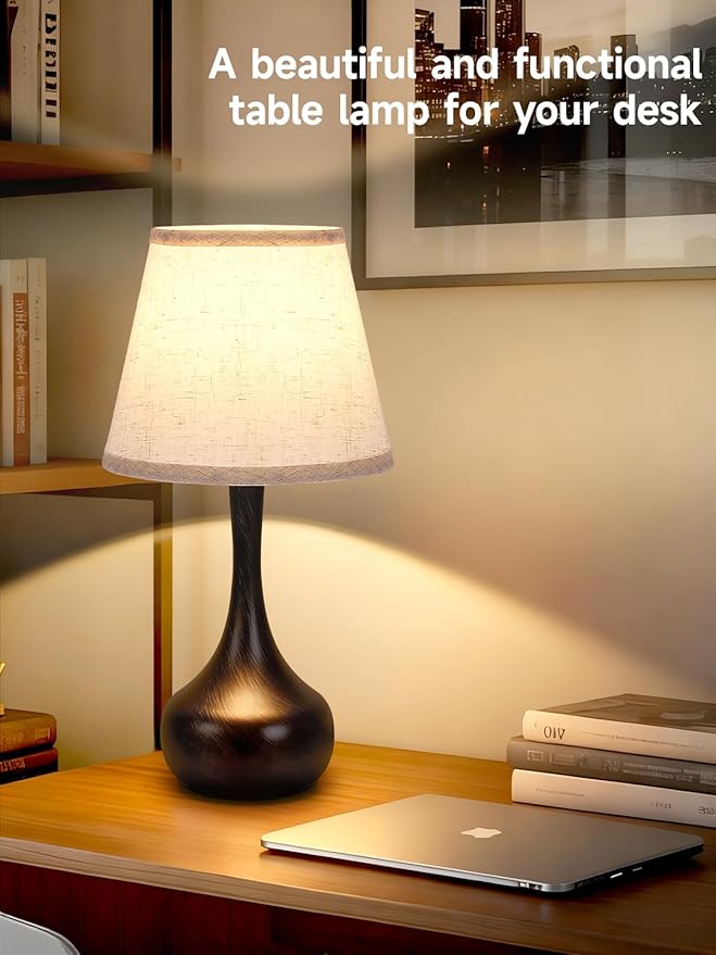 Touch Table Lamps for Bedroom, Farmhouse 3-Way Dimmable Bedside Lamps for Nightstand with Fabric Shade,Lamps for Living Room，Desk Lamps for Home Office - Bloomnest