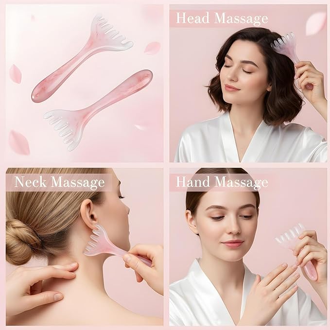 ElevateTech Head Massager Tool Scalp Comb, 2 Pcs Head Massager Comb and 1 Pcs Six Claw Manual Hair Scalp Massagers Gua Sha Tool Resin Hair SPA Acupressure Tools for Mother‘ Day Birthday Gifts Bloomnest