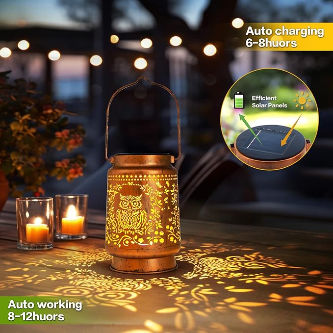 Solar Lanterns Outdoor Garden Decor,Birthday,Retirement Owl Gifts for Women, Mom, Grandma, Friend, Thanksgiving, Decorative Waterproof Hanging LED for Yard, Patio, Lawn, Landscape, Backyard - Bloomnest