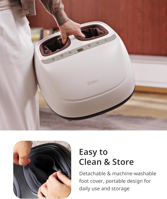 Foot Massager with 2 Level Heat, 3 Level Air Compression & Vibration, Deep Kneading Shiatsu, Remote Control & Timer for Pain Relief, Neuropathy, Plantar Fasciitis, Comfort for Long Stand & Fitness - Bloomnest