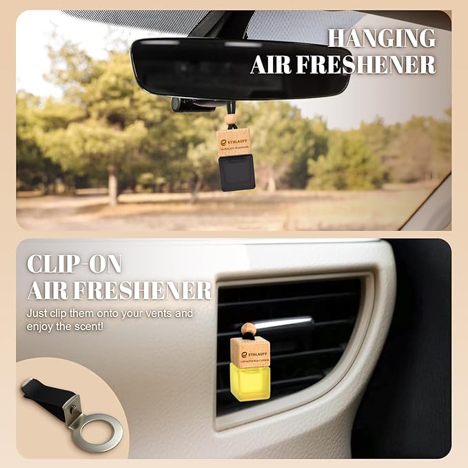 Car Air Freshener Hanging, 3 Pcs Teakwood Mahogany, Sandalwood & Oud, Cedarwood & Cypress, Wooden Scent Air Fresheners Diffuser for Car, 45+ days Long Lasting Fragrance, 0.27 FL OZ/8ML - Bloomnest