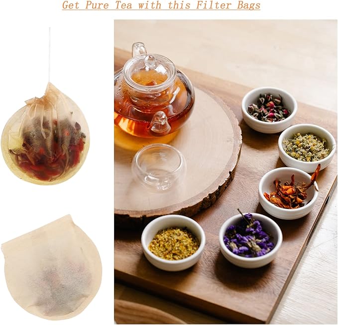 400pcs Loose Leaf Tea Empty Tea Bags - Round Natural Disposable Tea Filter Bags, Unbleached Paper Drawstring Tea & Coffee Brewing & Soup Bags - Bloomnest
