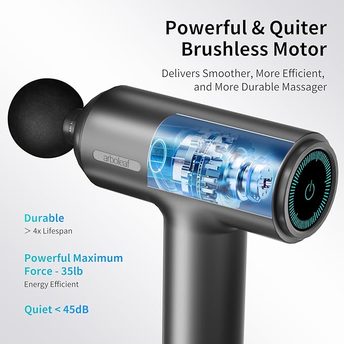 arboleaf Massage Gun deep Tissue, 6 Speeds Powerful Handheld Percussion Muscle Massager Gun with Portable Travel Case for Back, Shoulder, Sore Muscles, Pain Relief for Athletes, Relax, Gifts - Bloomnest