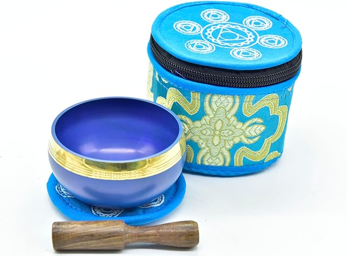 GK&CO. 3 Inch Sky Blue Color Chakra Tibetan singing bowls set, choose your favorite chakra bowl, improve your chakra meditation practice (ThroatChakra) - Bloomnest