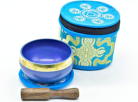 GK&CO. 3 Inch Sky Blue Color Chakra Tibetan singing bowls set, choose your favorite chakra bowl, improve your chakra meditation practice (ThroatChakra) - Bloomnest