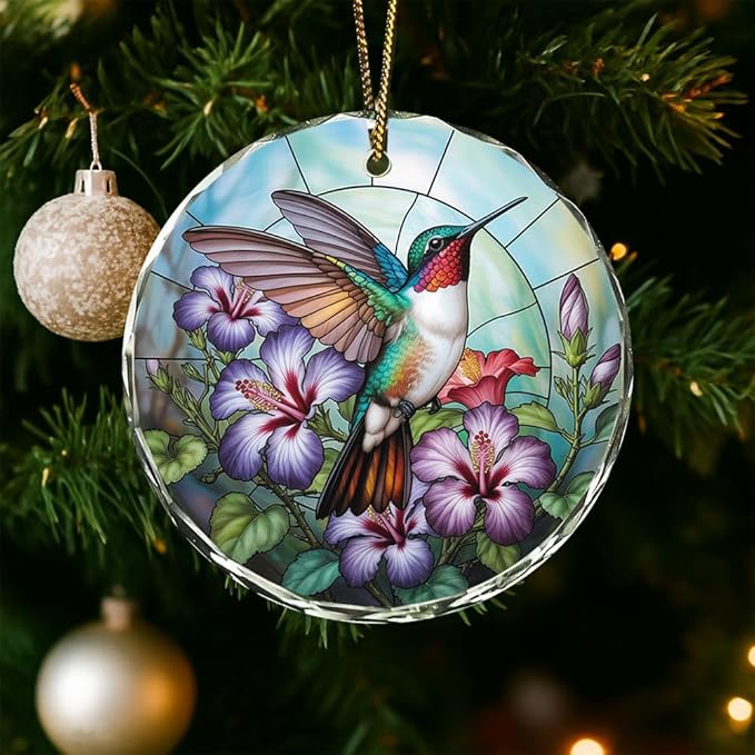 Hummingbird Glass Ornament – Handcrafted Hanging Decoration, Elegant Keepsake with Unique Hummingbird Design, for Home, Holiday Tree, or Special Occasion - Bloomnest