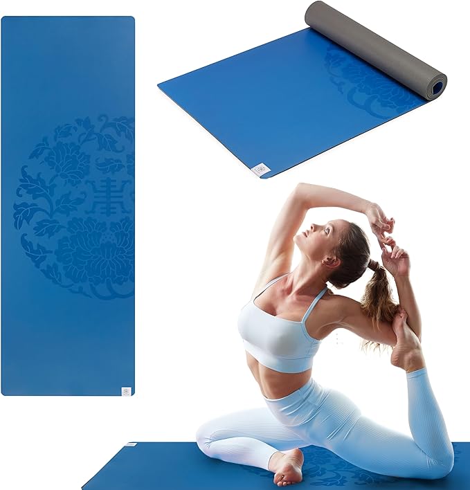 Gaiam Dry-Grip Yoga Mat - 5mm Thick Non-Slip Exercise & Fitness Mat for Standard or Hot Yoga, Pilates and Floor Workouts - Cushioned Support, Non-Slip Coat - 68 x 24 Inches - Bloomnest