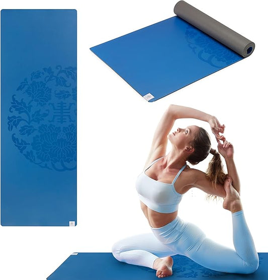 Gaiam Dry-Grip Yoga Mat - 5mm Thick Non-Slip Exercise & Fitness Mat for Standard or Hot Yoga, Pilates and Floor Workouts - Cushioned Support, Non-Slip Coat - 68 x 24 Inches - Bloomnest