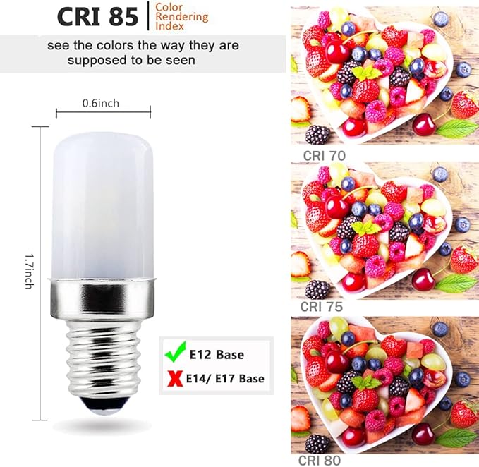 KAKEMONO E12 Dryer LED Bulb 120V for Dryer Drum, Water Ice Dispenser, Refrigerators, Night Light,2W Cool White 6000K, Non-dimmable, Pack of 4 - Bloomnest