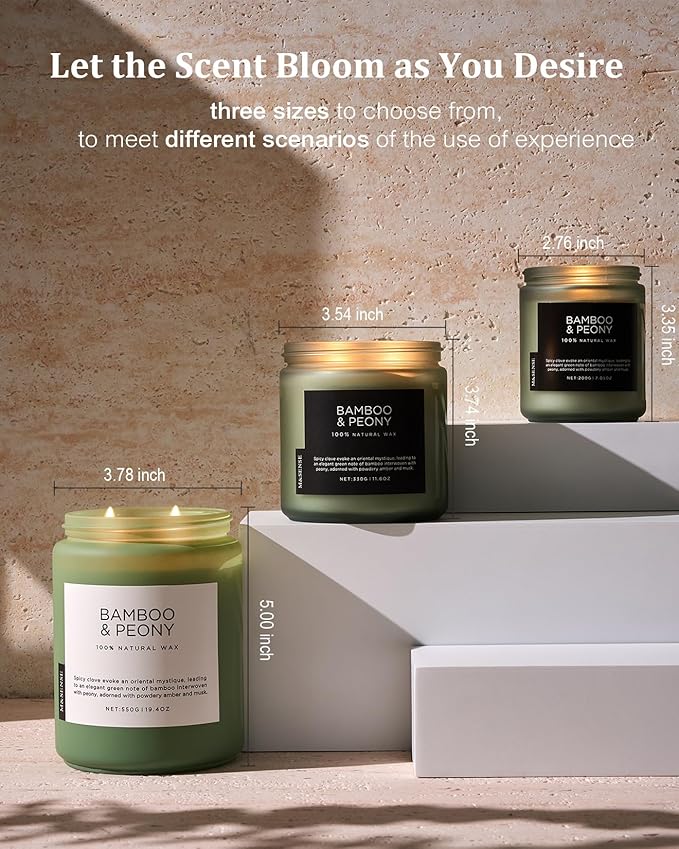 M&SENSE Bamboo Peony Spring Large Candles for Home Scented 19.4oz 110 Hour Long Lasting Burn Natural Organic Soy Candle Gifts for Women, Fresh Smelling Aromatherapy Gifts for Stress Relief - Bloomnest