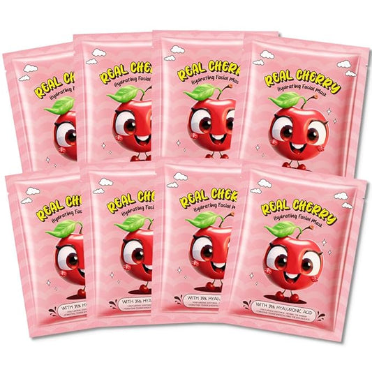 8 Pack Cherry Face Mask,Pink Face Masks Skincare Spa Day Kit Supplies,Spa Party Favors for Women,Sheet Facial Mask Skincare Gifts Set,Moisturize Soothe for All Skin Types - Bloomnest