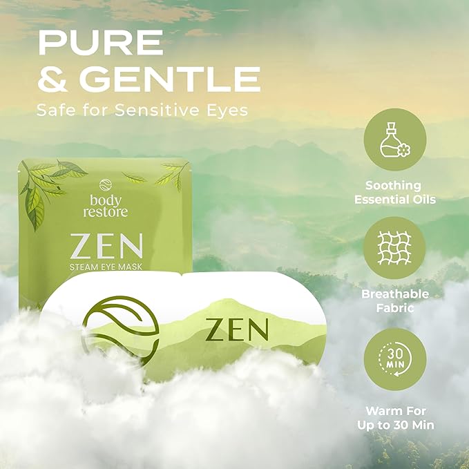 Body Restore Heated Eye Mask for Dry Eyes 5 Pack – Self Heating Warm Compress, Valentines Day Gifts for Her and Him, Birthday Gifts for Women and Men, Stye Eye Treatment, Relaxation – Green Tea - Bloomnest