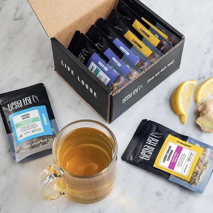 Tiesta Tea - Wellness Tea Sampler Dry Flight Set, Loose Leaf, High to No Caffeine, Makes Hot & Iced, Assorted Brew Sets with Herbal, Chai, Fruit Drinks & More, 8 Resealable Sample Pouches - Bloomnest