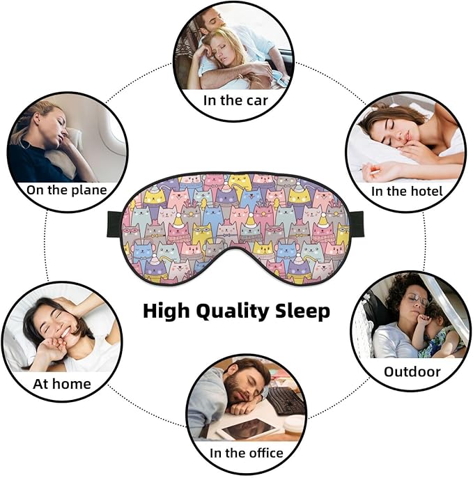 Sleep Eye Mask Christmas Cute Cats Sleep Mask for Women Men Comfortable Eye Mask with Adjustable Strap Soft Eye Cover Blindfold for Travel Yoga Nap Shift Work - Bloomnest