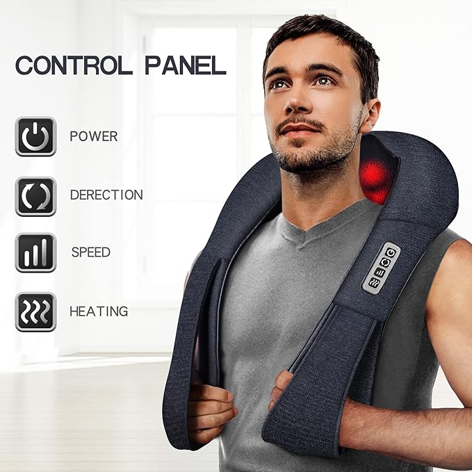 Mo Cuishle Shiatsu Back Shoulder and Neck Massager with Heat, Electric Deep Tissue 4D Kneading Massage, Best Gifts for Women Men Mom Dad, Fathers Day, Mothers Day, Christmas Gifts - Bloomnest
