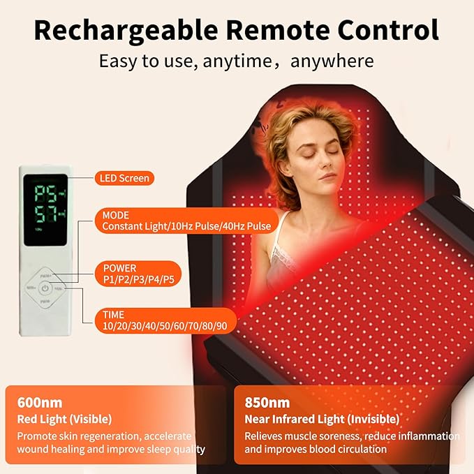 Red Light Therapy Mat for Full Body, Largest 2704LEDs Near Infrared Light Therapy Pad, 660nm& 850nm 2in1 LEDs Light Blanket, High end Leather, 5 Power Levels UP to 288W, 73"x36" PZJDSR