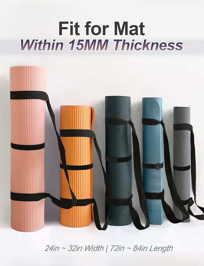 MRZZATA Yoga Mat Carrier Strap Long - Adjustable Thick and Wide Strap for Carrying Mat or Stretching, Black - Bloomnest