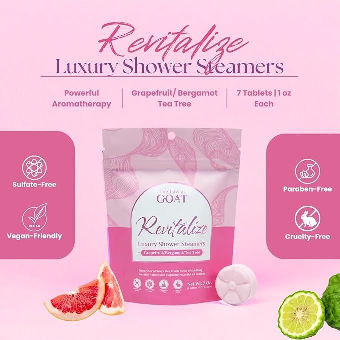 TLG Revitalize Shower Steamers Aromatherapy 7 Pack – USA Made with Menthol, Grapefruit, Bergamot & Tea Tree Essential Oils – Long-Lasting Citrus Shower Bombs – Gift for Men & Women - Bloomnest