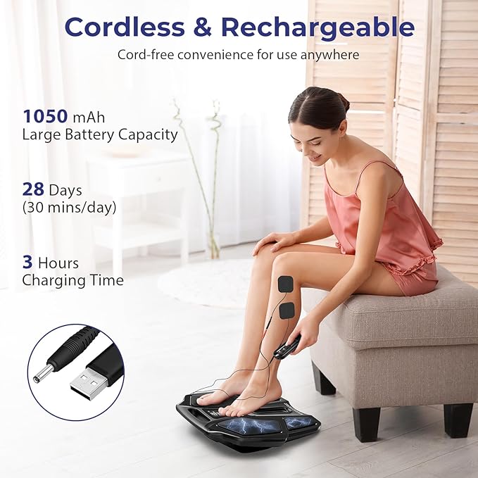 NURSAL TENS EMS Foot Massager for Neuropathy, Foot Nerve Muscle Stimulator Pro, Circulation and Body Pain Relief with TENS Unit Muscle Stimulator Pads, Electric Feet Legs Blood Circulation Machine - Bloomnest