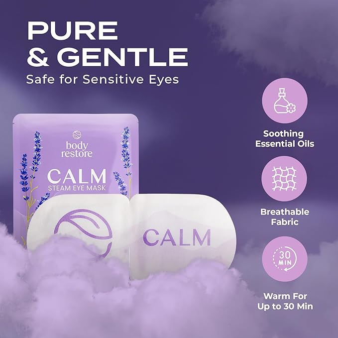 Body Restore Heated Eye Mask for Dry Eyes 5 Pack – Self Heating Warm Compress, Valentines Day Gifts for Her and Him, Birthday Gifts for Women and Men, Stye Eye Treatment, Relaxation – Lavender - Bloomnest