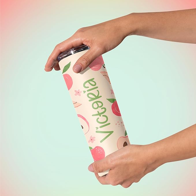 Personalized 20 Oz Skinny Tumbler - Custom Name Skinny Tumbler with Summer Design, BPA-Free Stainless Steel, 6 Designs - Customized Summer Gift - Bloomnest