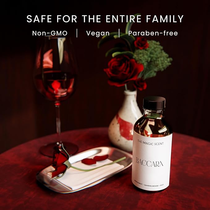 The Magic Scent Baccara Diffuser Oil - Hotel & Home Luxury Scents Inspired by Baccarat Rouge - Diffuser Oil Scents for Home Designed for Use in All Diffusers - 4 fl oz, 120 mL - Bloomnest