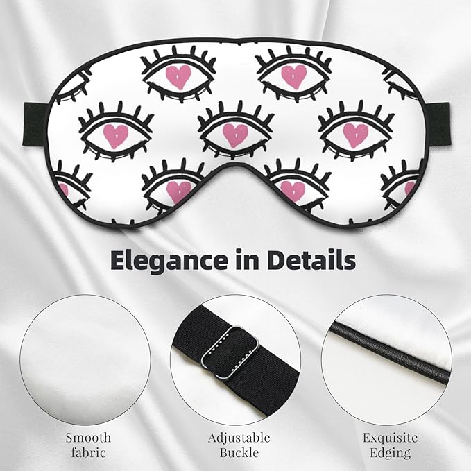 Sleep Eye Mask Cute Pink Loving Eyes Sleep Mask for Women Men Comfortable Eye Mask with Adjustable Strap Soft Eye Cover Blindfold for Travel Yoga Nap Shift Work - Bloomnest