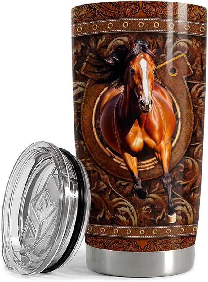 SANDJEST Horse Tumbler 20oz Stainless Steel Insulated Travel Mug Cup for Women Men Horse Gifts for Birthday Christmas Mothers Day Fathers Day - Bloomnest